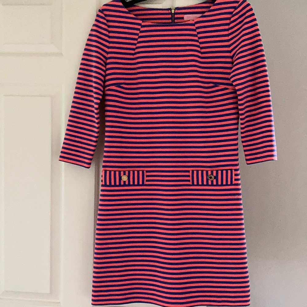 Lilly Pulitzer stripe dress. Coral and blue. small